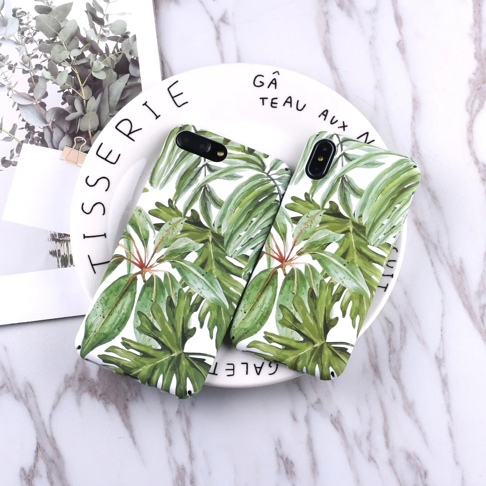 

TOMOCOMO Tropical Leaves Floral Summer Art Matte Luminous Emboss Texture Hard Phone Case For iPhone 6 6S 6Plus 7 7Plus 8 8Plus