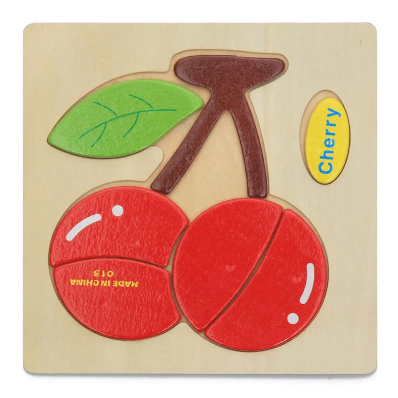 Wooden 3D Puzzle Jigsaw Baby Learning Toys for Children Cartoon Animal Fruit Puzzles Intelligence Kids Children Educational Toy 13