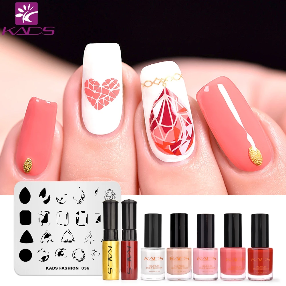 KADS Gemstone diamond overprint Nail Stamping SET Stamp Plates Template Image Plate Print Polish Stencil | Красота и здоровье