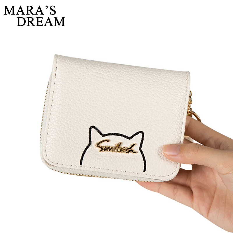 

Mara's Dream Women Cute Cat Wallet Small Zipper Wallet PU Leather Women Coin Purse Female Card Holders Carteira Feminina Clutch