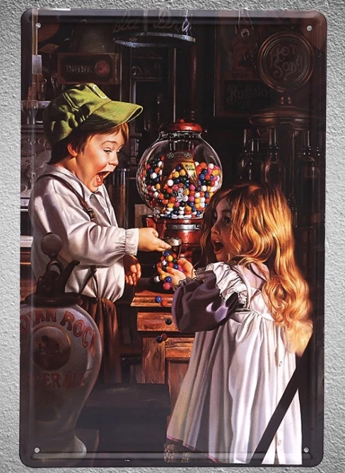 

1 pc Candy shop little kids happy chocolate Chewing gum Store Tin Plate Sign wall plaques Man cave vintage Dropshipping metal