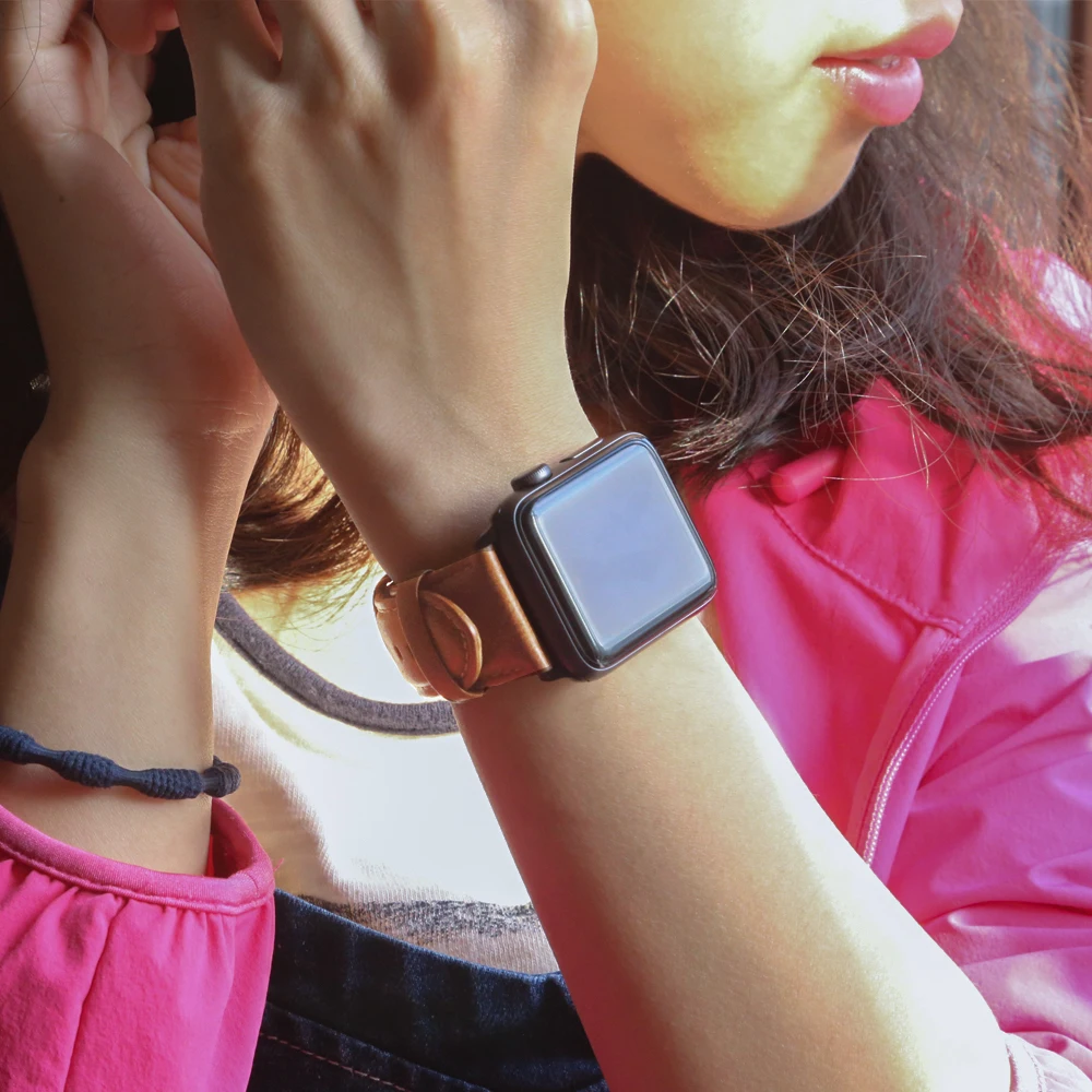Folome натуральная кожа парафиновое масло кожи браслет для наручных часов Apple Watch серии 1/2/3/4/5 ремешок заменить Для мужчин с Т-образным ремешком; Для мужчин, брендовый, 38/42/40/44 мм