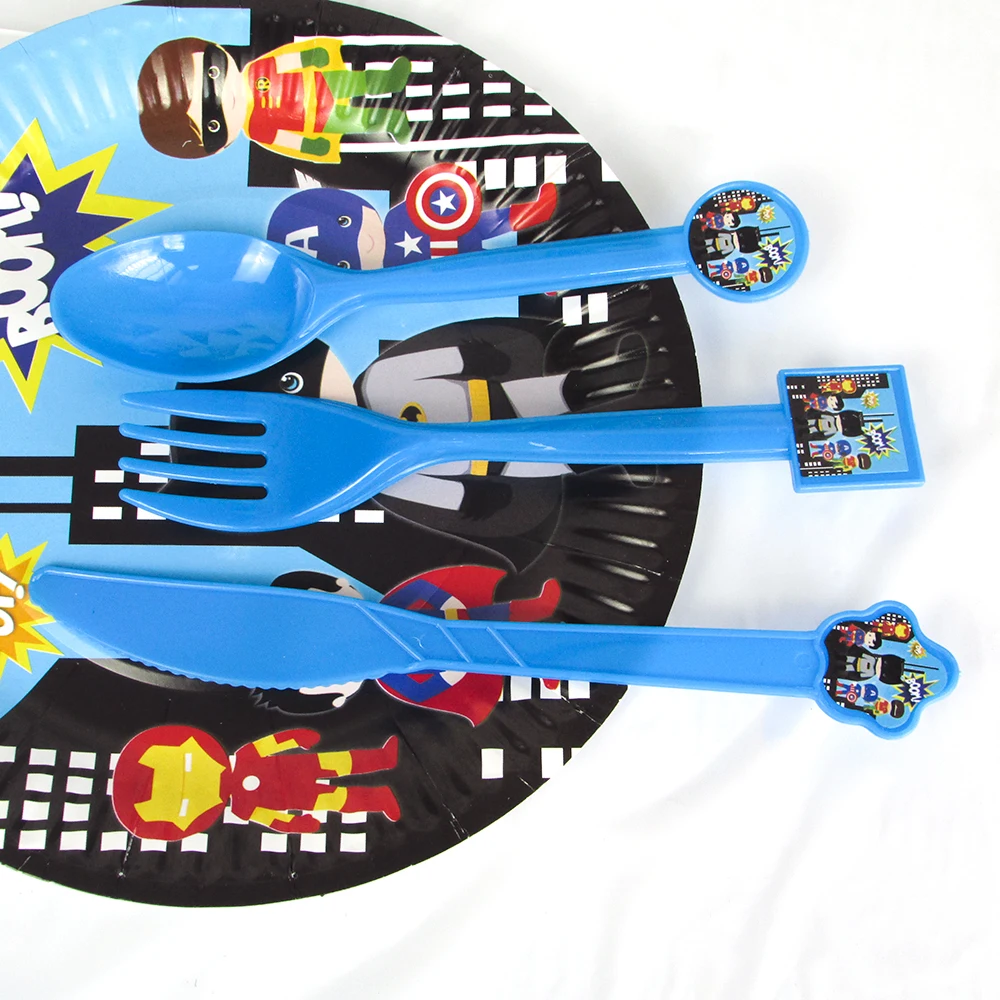 The Avengers Birthday Party Decorations Kids Batman Super Hero Party Supplies Tableware Set Plates Banner Balloons Candy Boxes