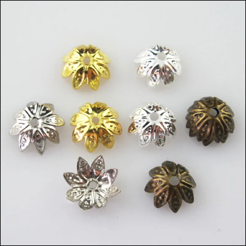 

New 120Pcs Lotus Flower End Bead Caps Connectors 10mm Gold Silver Bronze Plated