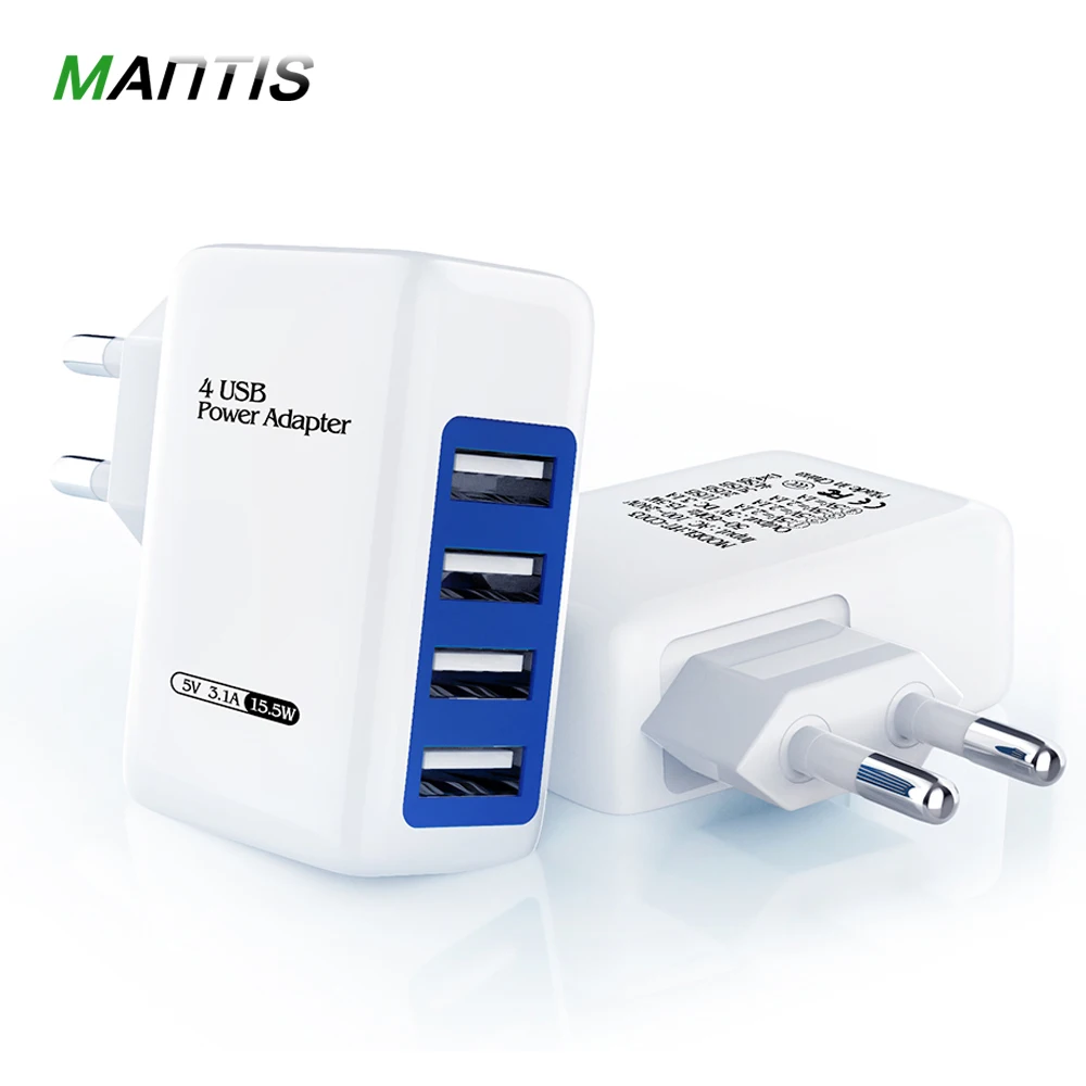 

MANTIS 4 Ports USB Charger 3.1A Smart Travel Charging Adapter for iPad iPhone XR XS MAX For Samsung Universal Phone Chargers