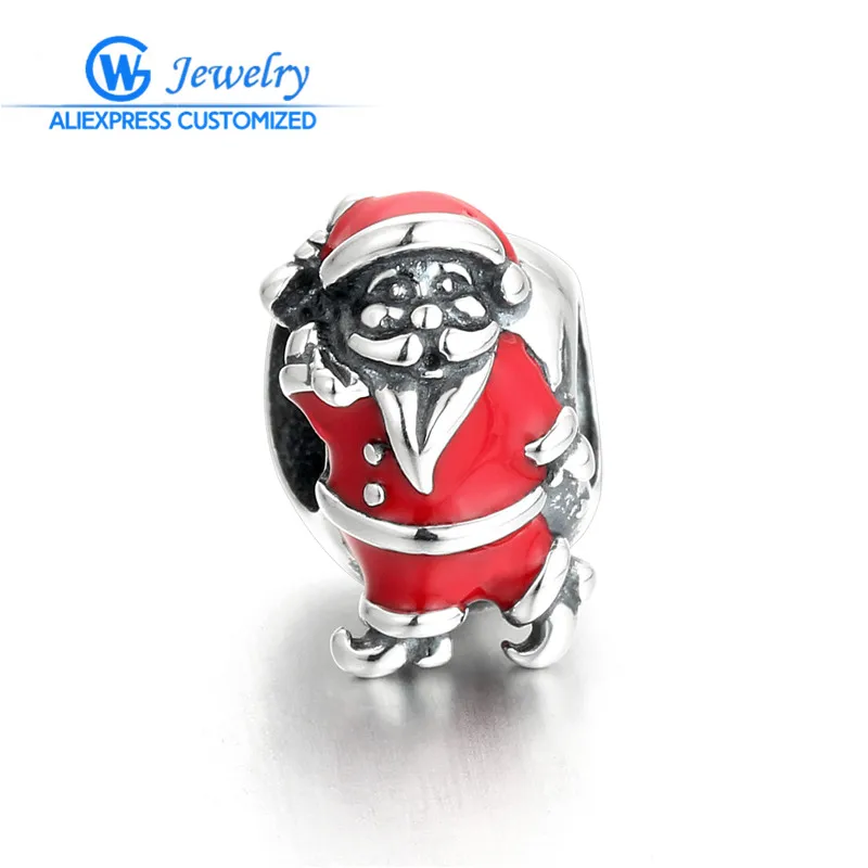 

GW Christmas Gift 925 Sterling Silver Santa Claus Charms fit Charm Bracelets DIY Beads & Jewelry Makings Jewelry D204H50
