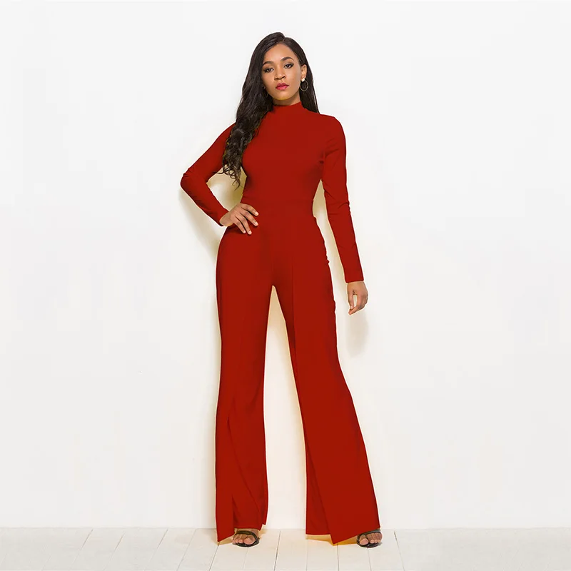YOK's 2018 New Fashion Women's Jumpsuits Long Sleeve Loose Rompers for Ladies Office Solid Clothing for Female DN224-RM5099