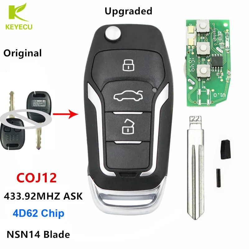 

KEYECU Upgraded Flip Remote Key 433MHZ 4D62 Chip for Australian Subaru Forester Liberty Outback Impreza COJ12 Uncut NSN14 Blade