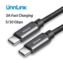 Unnlink USB Type C 3.1 Male to Type-C Cable Male USB-C 3A Fast Charger PD Cable Thunderbolt 3 for Macbook Pro Nintendo Switch