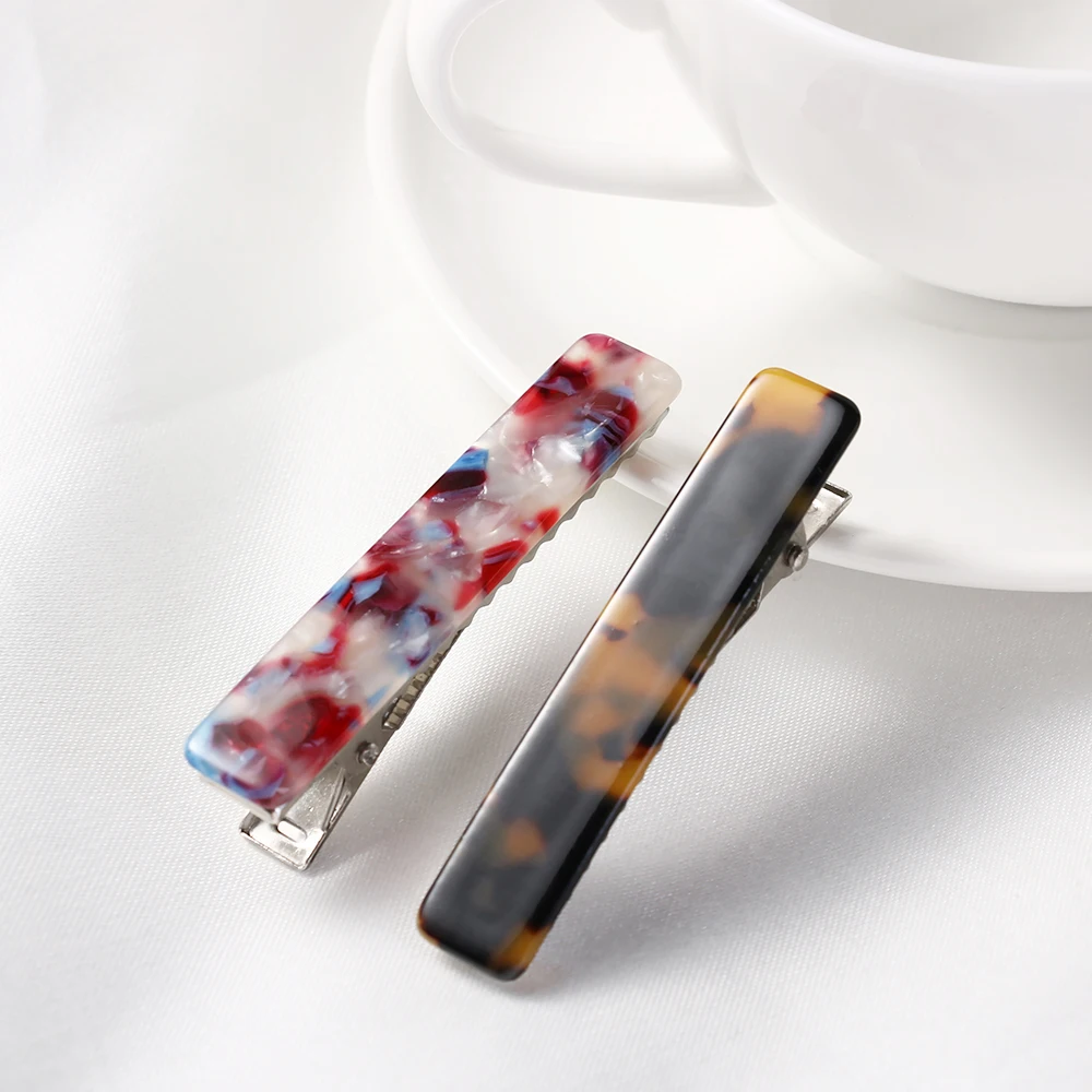 

New Fashion Women Hair Accessories Acid Acrylic Hair Clips Long Barrettes Girls Hairgrips Hair Clip Geometric Square Hairpins