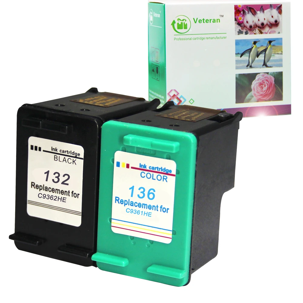 Картридж чернильный Veteran 132 136 совместимый с hp для принтера HP Photosmart 2573 C3183 1513 Officejet