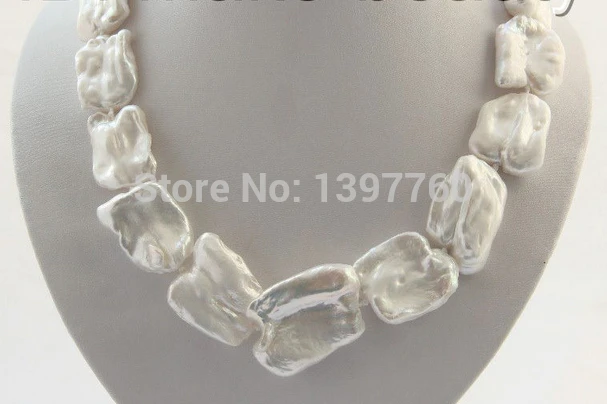 

Miss charm Jew.287 baroque white freshwater cultured pearl necklace NEW