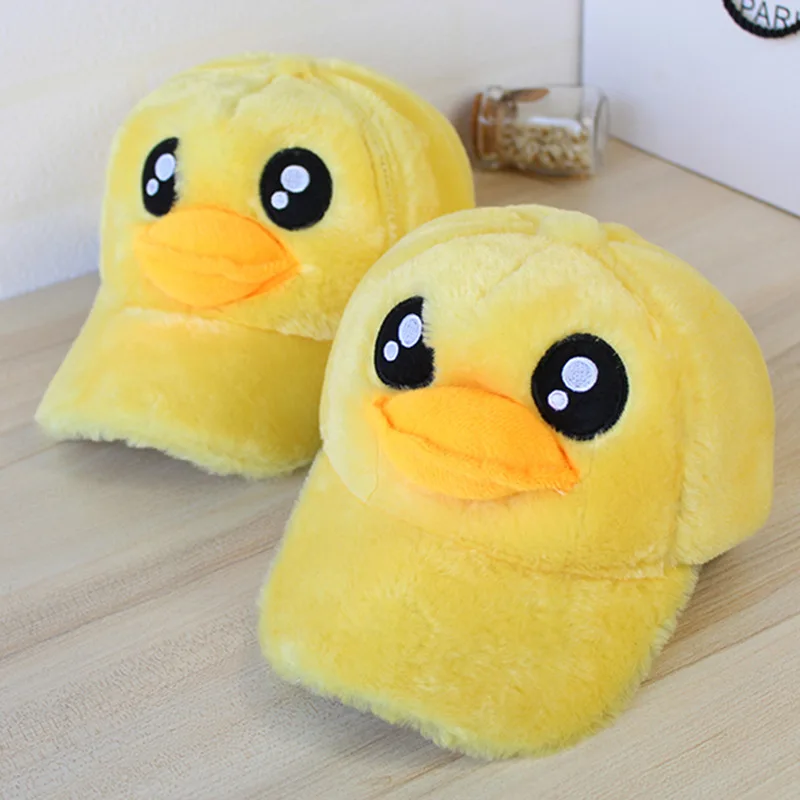 Cartoon Yellow Duck Baseball Caps for Children Kids Cashmere Keep Warm Winter Casquette Snapback Gorras Boys Girls Peaked Cap baseball cap,snapback cap