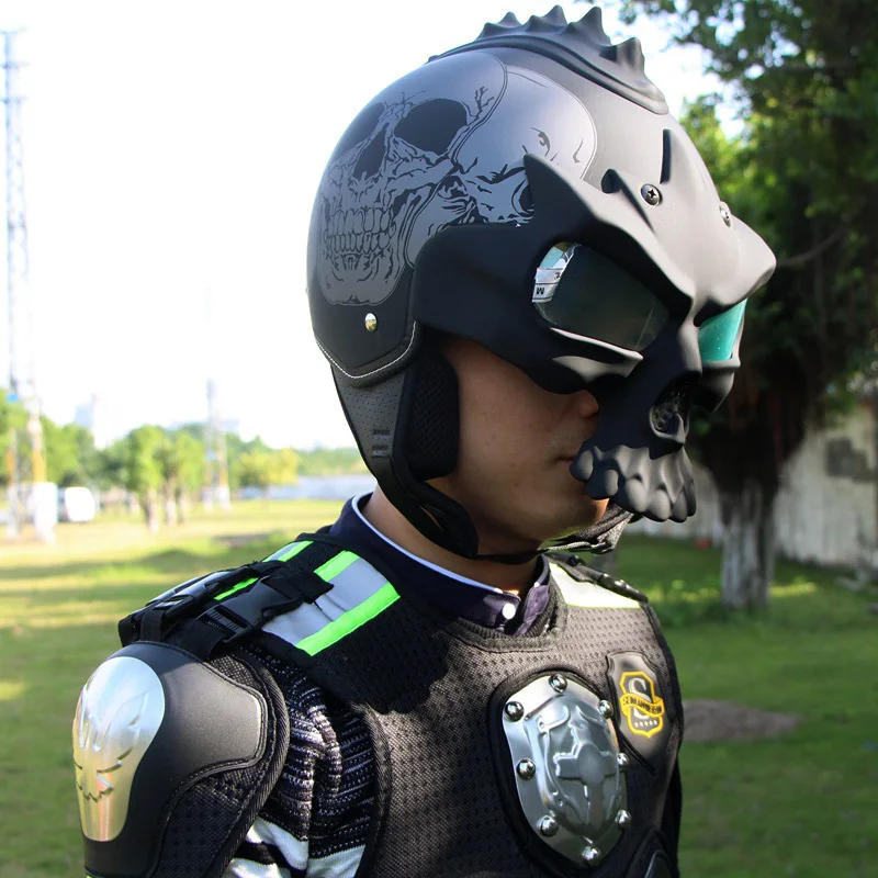 Двойной объектив шлем Череп мотоциклетный шлем мотоцикл Capacetes Casco Ретро шлем соман SM689