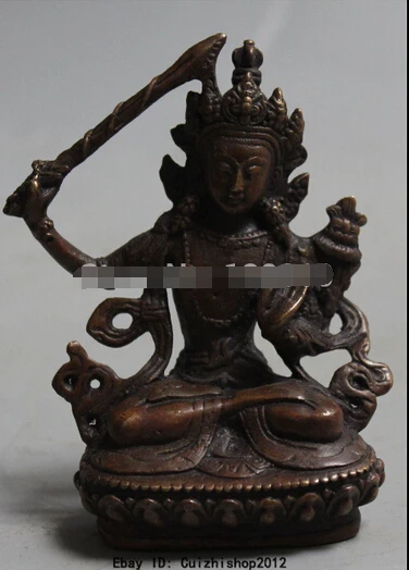 WBY---322 + китайский Тибетский буддизм Бронзовая медь Wenshu Manjushri статуя Будды | Дом и