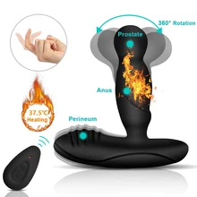 Heating Vibrating Prostate Massager Remote Control Men Anal Plug Vibrator Waterproof Prostate Stimulator Butt Plug Sex Toys usb charging wireless remote dual vibrating prostate massager warm vibrator anal plug smart heating butt plug man anal sex toys