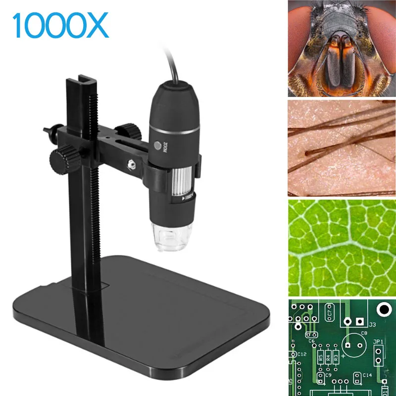 

2MP USB 1000X 8 LED Digital Microscope Endoscope Magnifier Camera+Lift Stand CLH@8