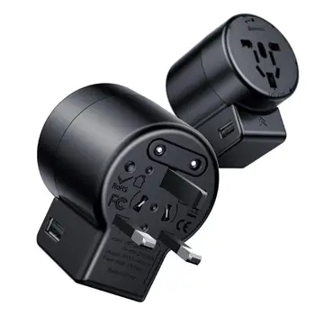 

Baseus Travel Plug Adapter Universal USB Hub Charger Charging Power Converter + Rotation Type Socket Pin EU US UK AU Plug