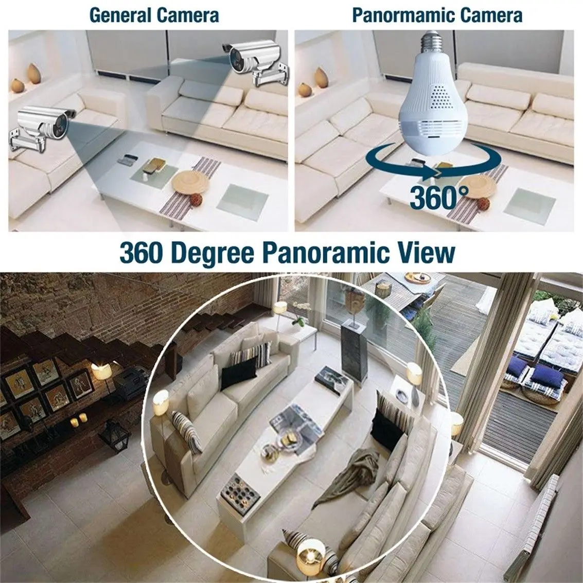 360 панорамная HD 1080P IP камера безопасности рыбий глаз WiFi AP H.264 + ИК ночного видения