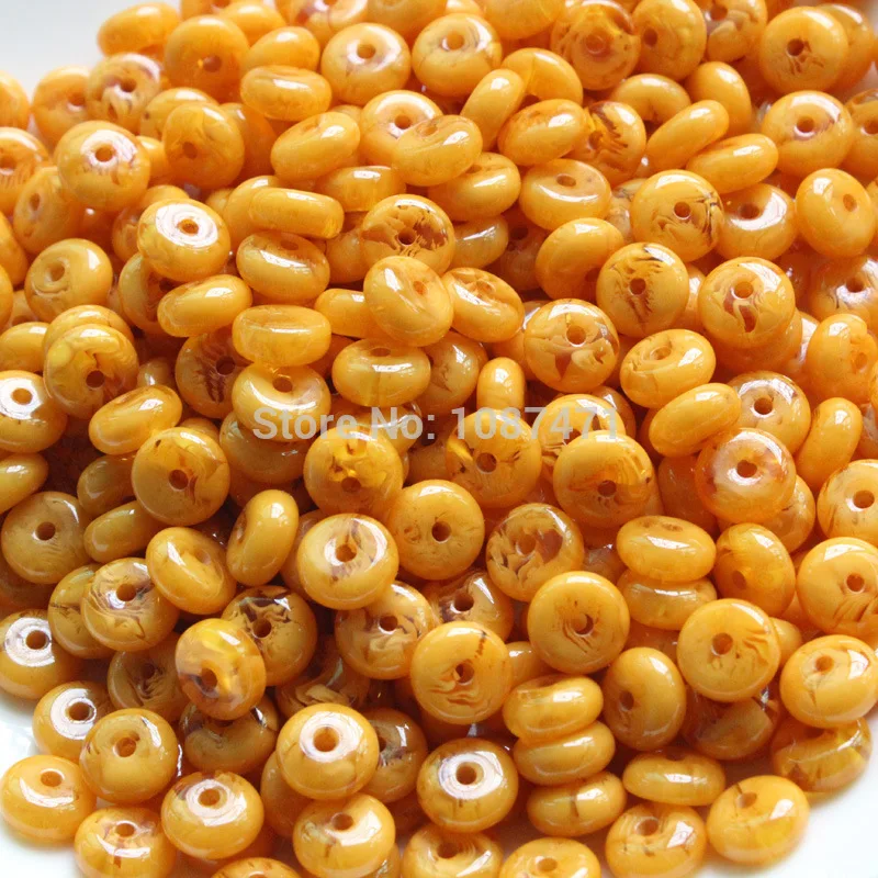 

200pcs 10mmx5mm vintage high imitation beeswax Beads Suanpan Bianzhu spacer ornament Bracelet jewelry DIY accessories C070