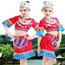 Ropa de Miao hmong ropa de danza folclórica china traje de niño traje tradicional chino con tocado Con Sombrero