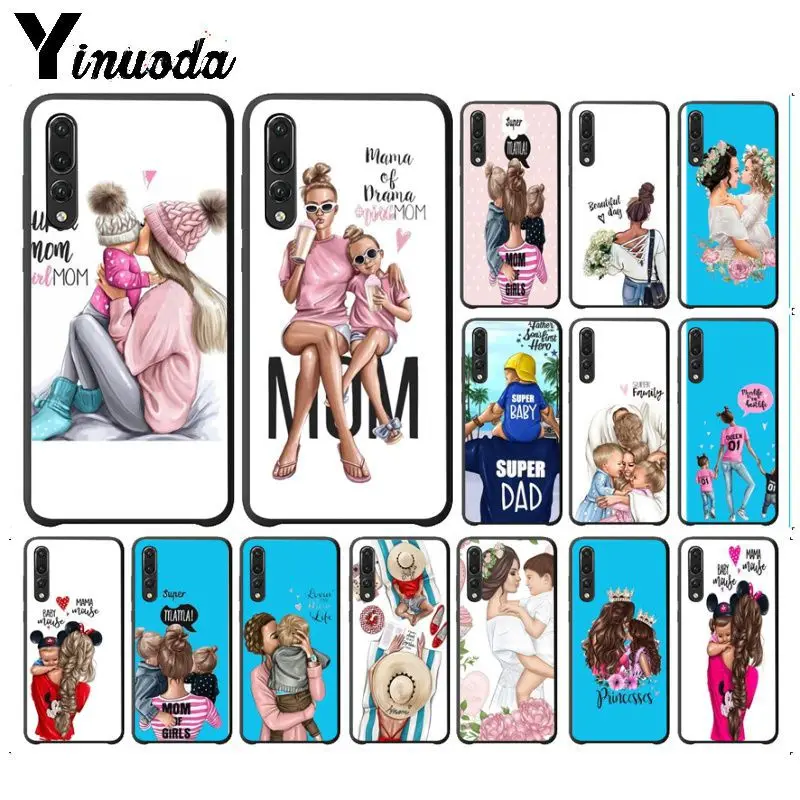 

Yinuoda Black Brown Hair Baby Mom Girl Queen black Phone Case Cover Shell For huawei p20lite nova 3i mate20 pro p20 pro funda