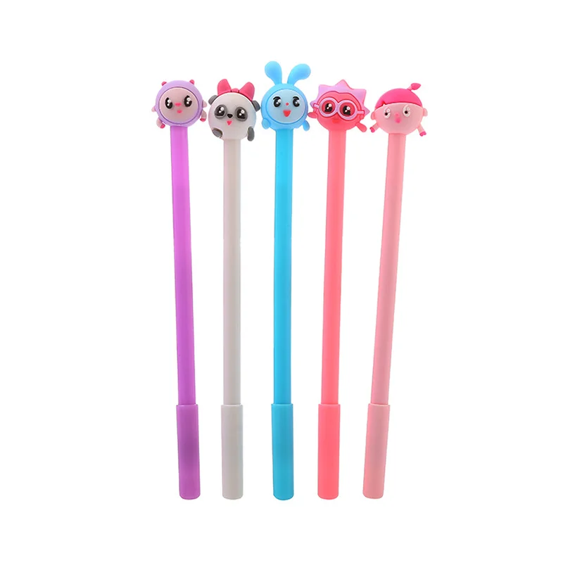 

1 Pcs Cute Cartoon Animal Modeling Silicone Head Neutral Pen School Student Kawaii Style Learning Stationery Gift Gel Pens