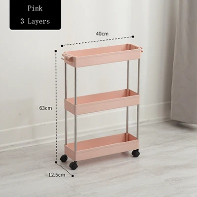 Magic Union, четыре слоя, узкий шкаф, многофункциональная полка для кухни, гостиной, ванной комнаты, стеганая стойка для хранения - Цвет: 3 layers pink
