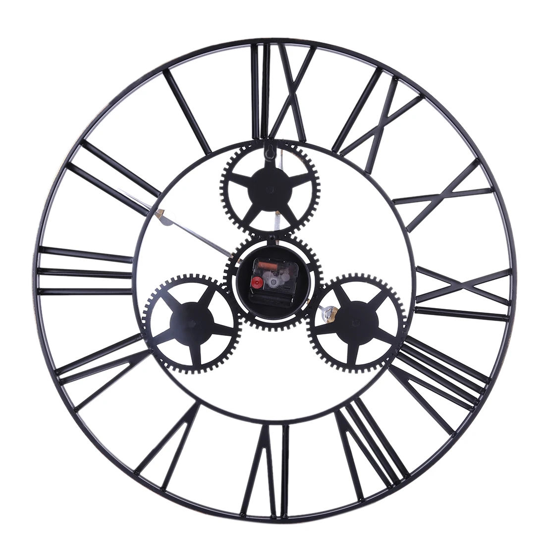 24 дюйма 60 см кованые полые шестеренки бесшумные настенные часы римские цифры бесшумные настенные часы подвесные часы декор-Ретро золото