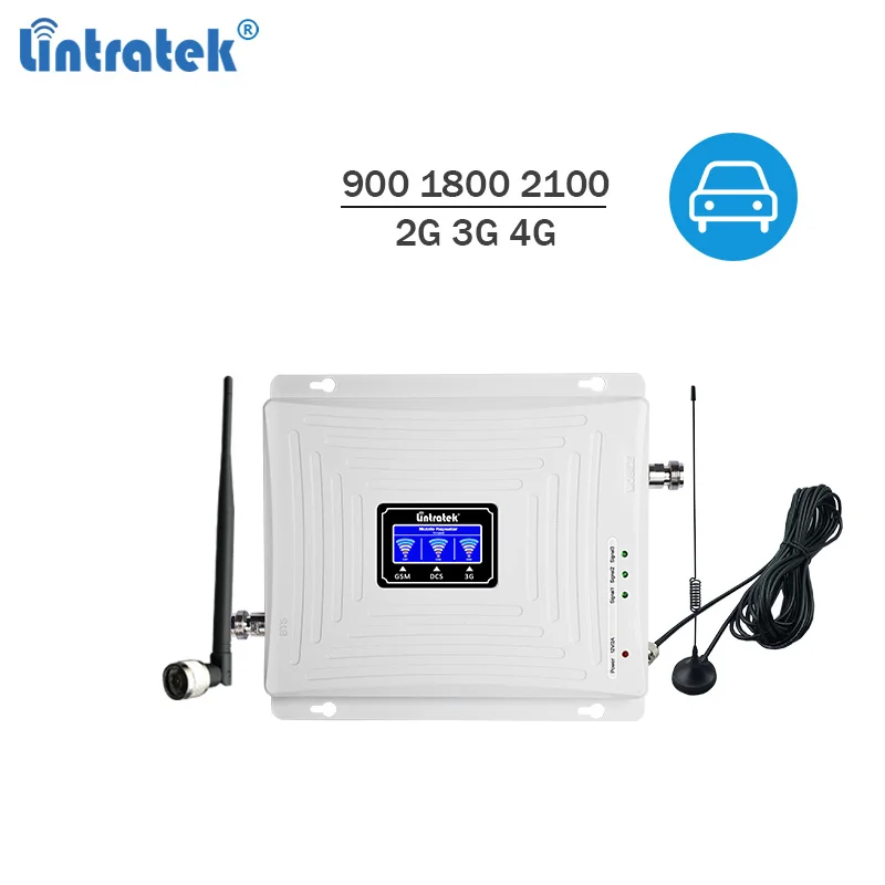 Lintratek автомобильный усилитель сигнала 2G 3g 4G репитер gsm 2g 4g повторитель 900 1800 2100 МГц