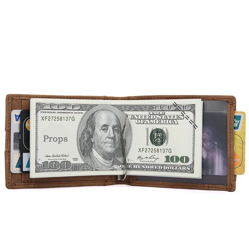 

J.M.D Cow Leather Vintage Casual Card Holder Wallet Simple Design Dollar Wallet Two Folds Short Wallet For Men R-8143B