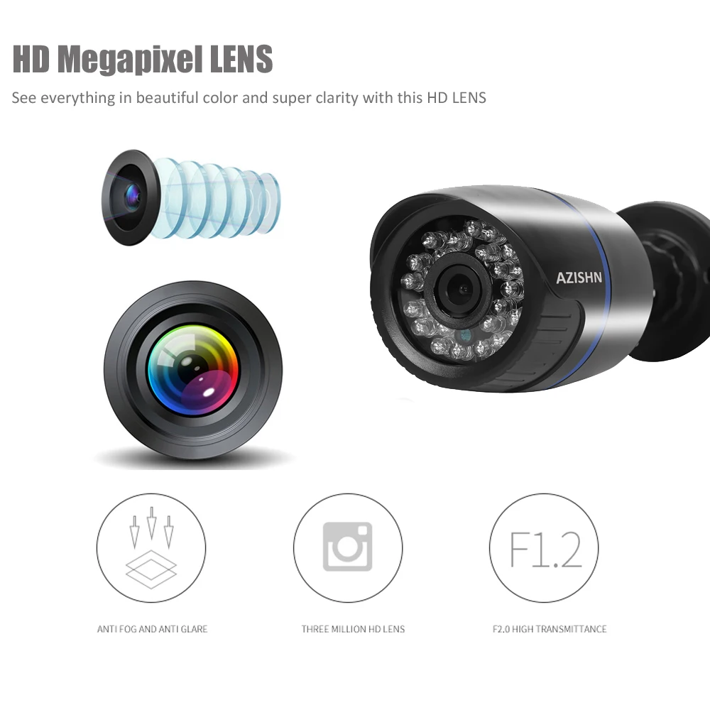 AZISHN IP Камера 1080 P открытый безопасности Камера 2MP Bullet ip-камера видеонаблюдения HI3516C+ SONY IMX323 25fps onvif-камера DC12V/POE48V