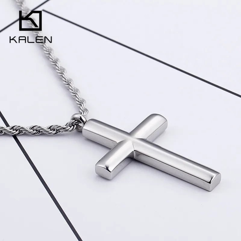Kalen Fashion Cross Necklaces For Men High Polished 50cm Stainless Steel Jewelry Necklace Male Cheap Jewelry|cross pendant necklace|cross