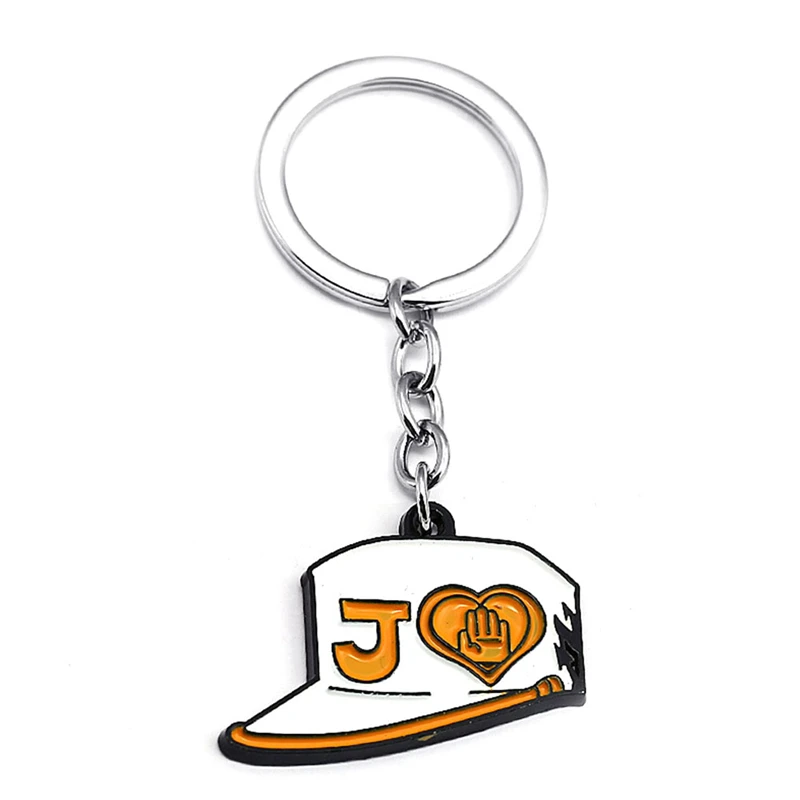 

JOJOS BIZARRE ADVENTURE Keychain necklace Silver Alloy Kujou Jotarou Student Hats DIO Caps Keyring necklace Holder Rope Chains
