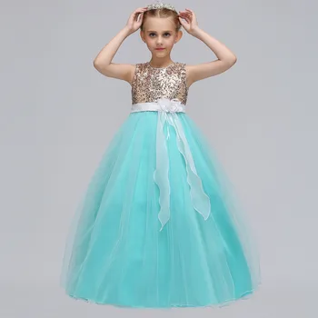 

Classic A-Line Sleeveless Sequins Flower Girls Dresses For Weddings Party Communion Dress Princess Birthday Pageant First