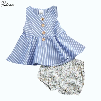 

Summer Sunsuit Newborn Infant Baby Girl Clothes Set Shirt Vest Dress Tops Floral Shorts Outfit Set 1-4y