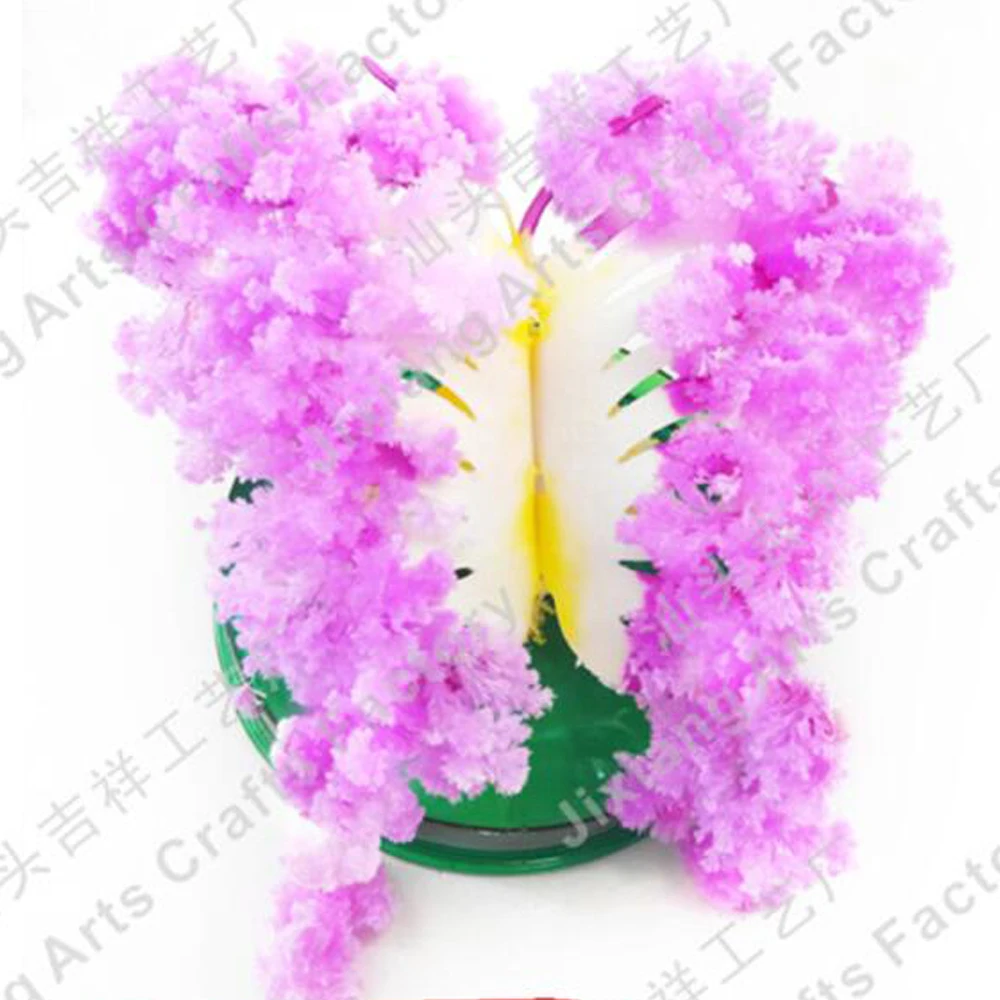 

2019 100mm D Pink Paper Magic Growing Butterfly Tree Magically Grow Christmas Trees Arbre Magique Kids Science Toys For Children