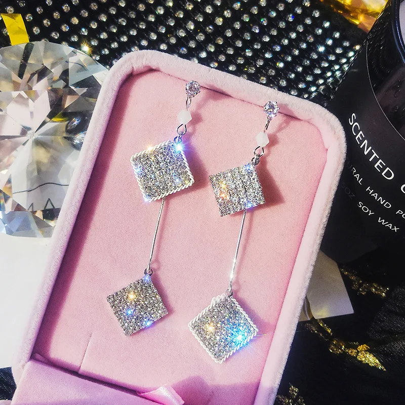 

Long pendant ring geometric creative earring 2019 new S925 silver needle earrings luxury statement earrings jewelry
