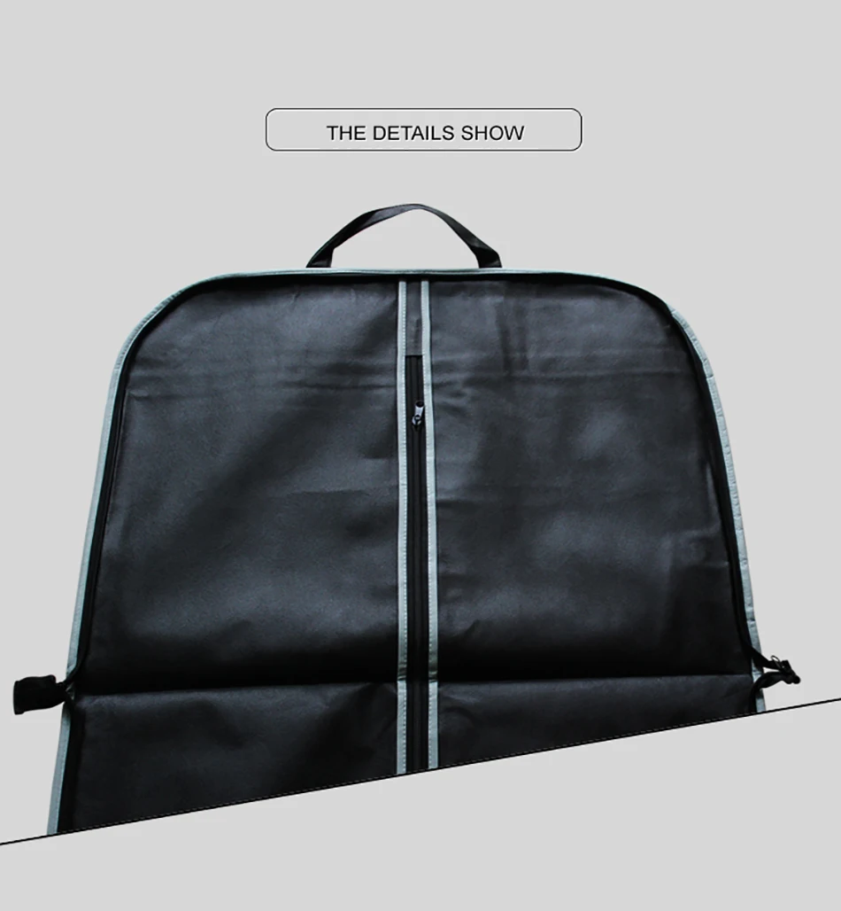 Портативный черный уплотненный пылезащитный чехол на молнии, мужской костюм, пальто, чехол для хранения, для путешествий, бизнес, складная вешалка, сумка FK004