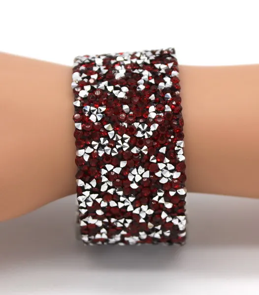 

New fashion Magnetic Buckle Party Bangle Punk Colorful Wristband Designed Flannel Rhinestone Bracelet
