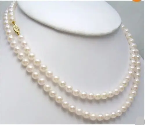 

AAA 5.5-6 MM white SOUTH SEA PEARL NECKLACE 32" 925silver GOLD CLASP