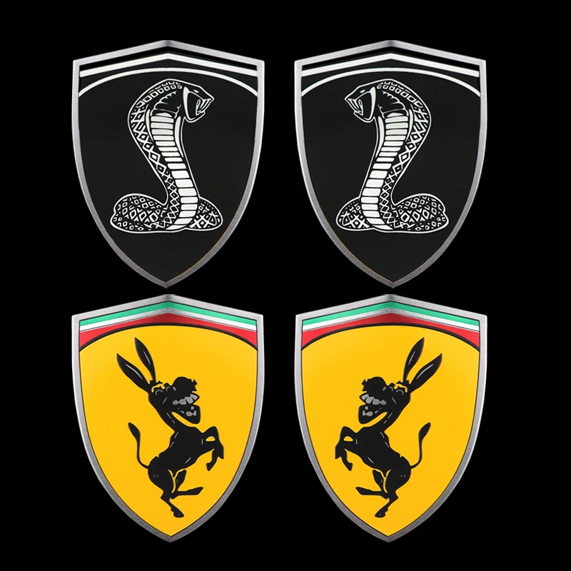 

3D Metal Donkey Cobra Logo Car Sticker Exterior for Ferrari Ford Mustang GT Focus Decoration Auto Decals Accessories Car Styling