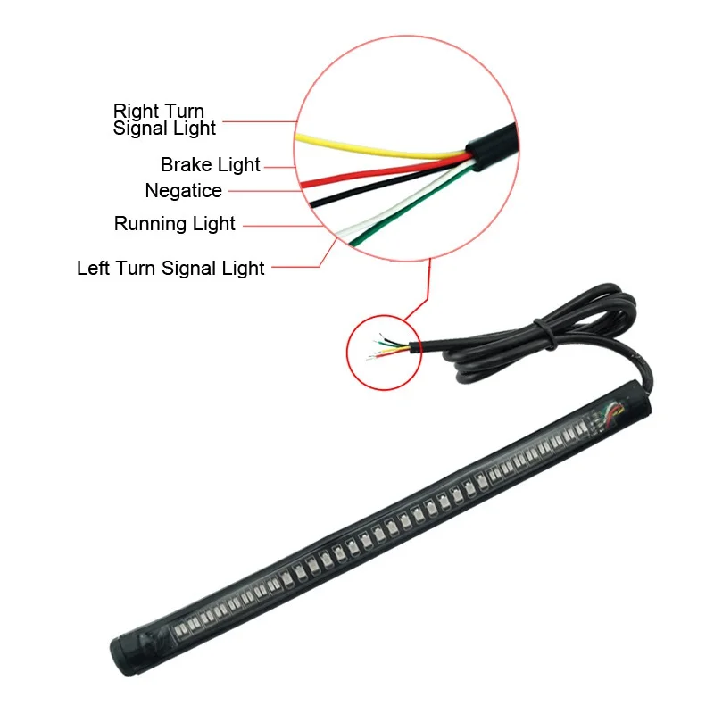 3528 SMD 48 LED Motorcycle Light Bar Strip Tail Brake Stop Turn Signal License Plate Light Integrated 