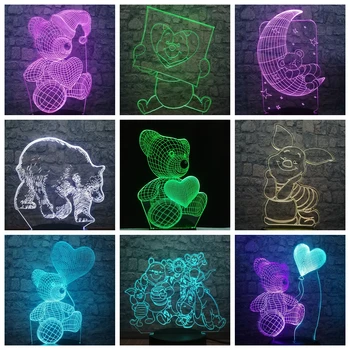 

Baby Kids Night Light 3D Lamp LED Table Lighting 7 Color Change Sensor Lovely Bear Heart Balloon Home Room Decor Best Child Gift