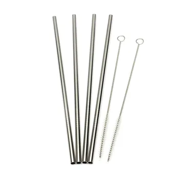 

Stainless Steel StrawTumbler Rambler Cups Metal Drinking Straw Beer Juice Straws Cleaning Brush Set Retail Packing