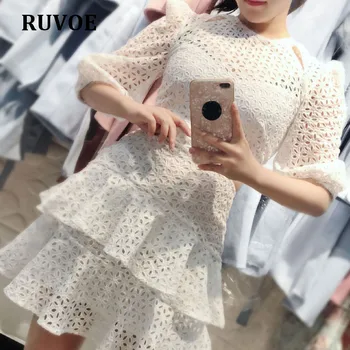 

White Elegant Spring Summer Holiday Vocation Dresses Women Beach Sundress Sexy Puff Short Sleeve Mini Party Casual Dress RXD-085