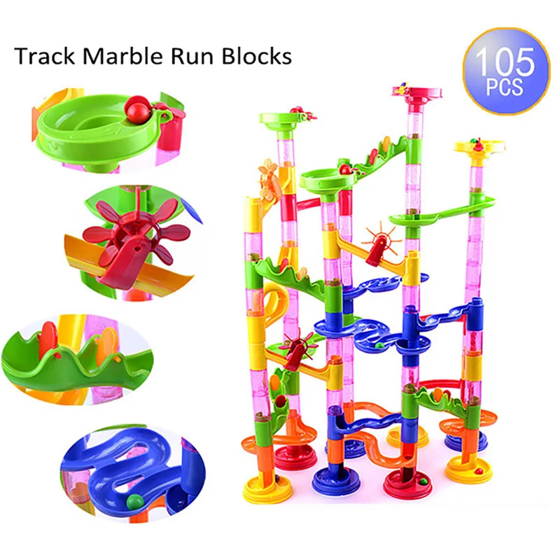 105pcs DIY Construction Marble Race Run Maze Balls Building font b Blocks b font Deluxe Marble