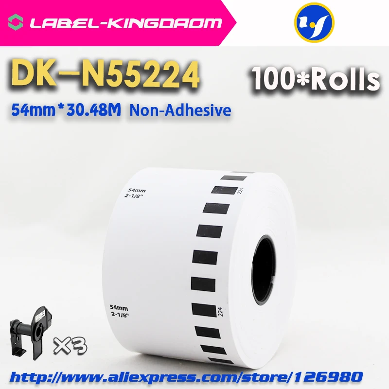 

100 Refill Rolls Generic DK-N55224 Label Non-Adhesive 54mm*30.48M Continuous Compatible for Brother Label Printer DK-N5224