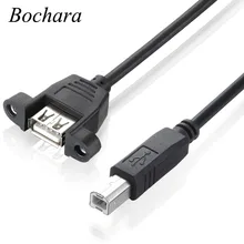Bochara USB 2,0 Тип B штекер USB 2,0 Тип A Женский конвертер удлинитель с панельным креплением из фольги+ Плетеный экранированный 30 см 50 см