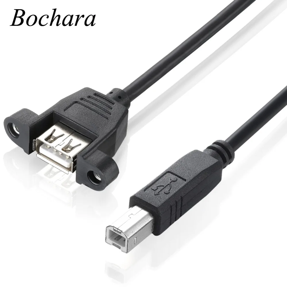 

Bochara USB 2.0 Type B Male to USB 2.0 Type A Female Converter Extension Cable With Panel Mount Foil+Braided Shielded 30cm 50cm